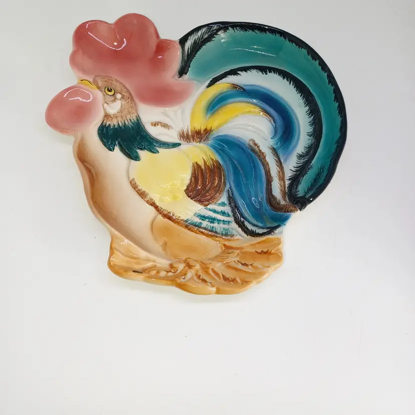 Vintage Hand Painted Rooster Plate 8in