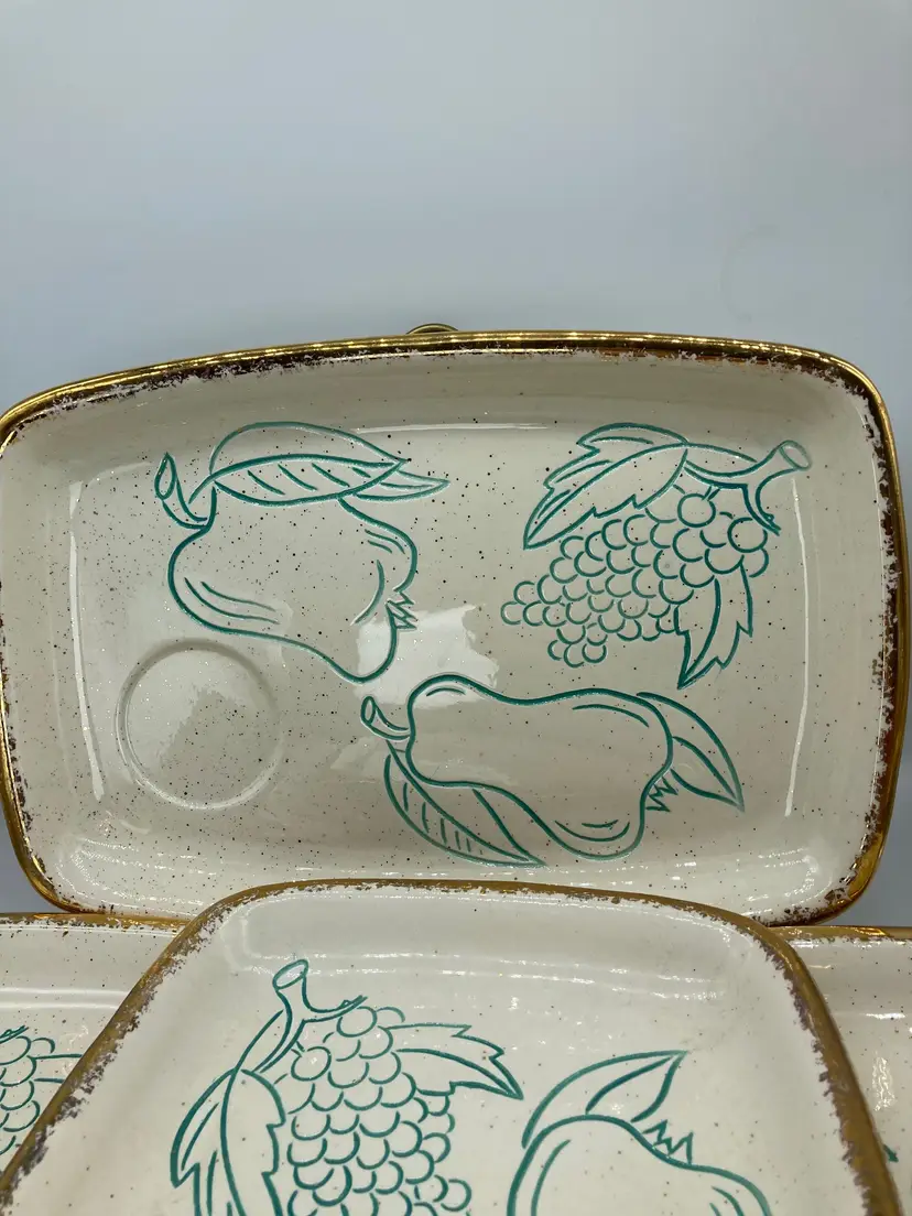 8 Vintage Bell Manufacturing California USA Pottery Turquoise White Divided Tray
