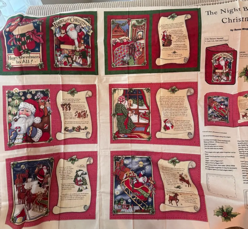 Susan Winget Designed Night Before Christmas Soft Book Panel W/Instructions