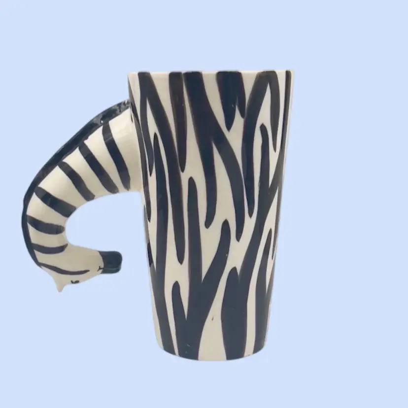 #513- Zebra Latte Cup Coffee Mug 3D Safari