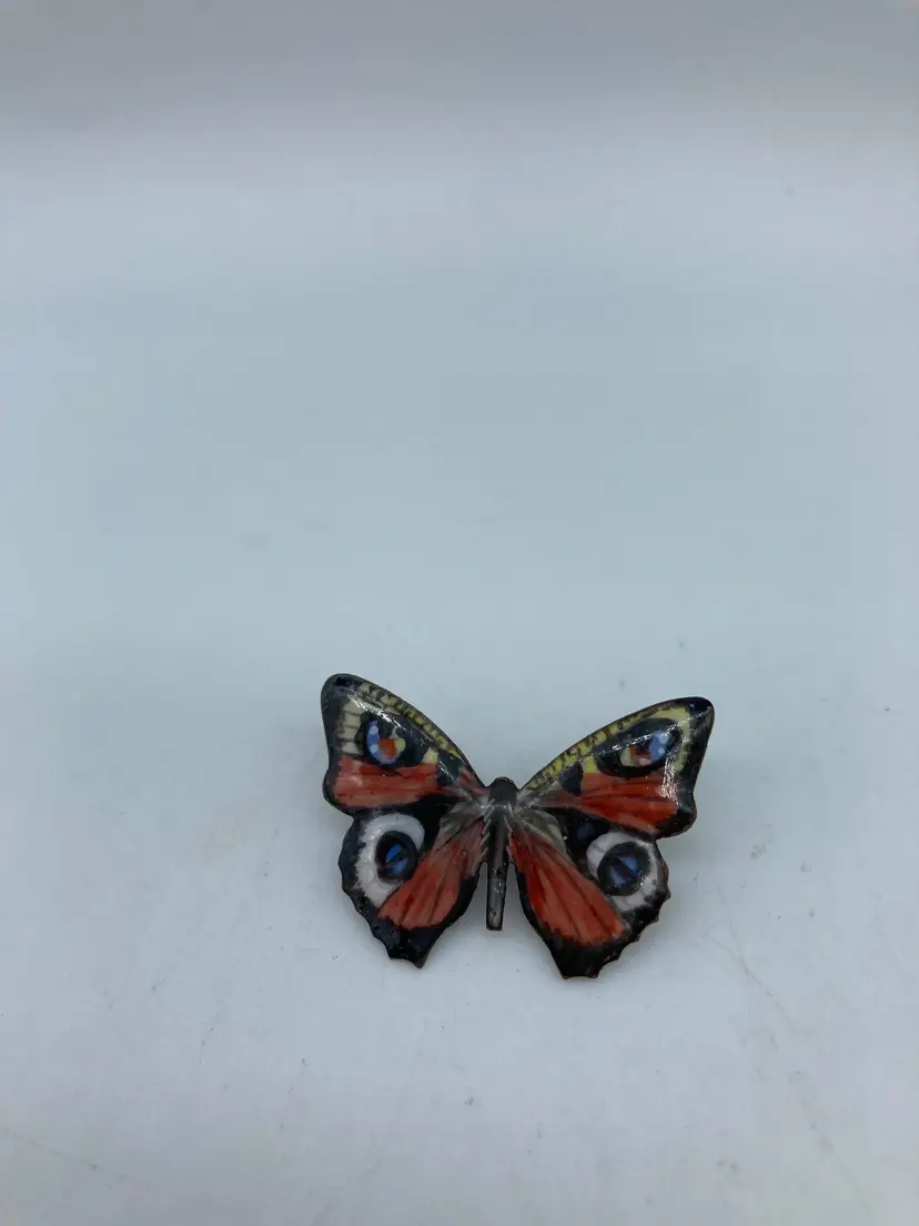Painted Wooden Colorful Peacock Butterfly Brooch Pin