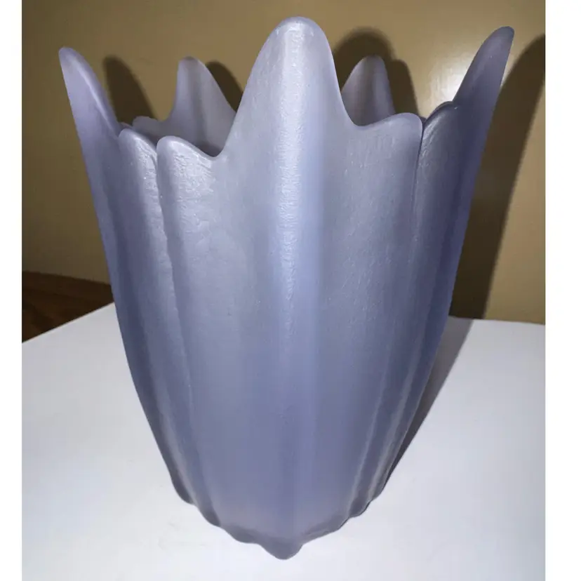 Viking Vase Five Finger Glass Frosted Satin Purple Lavender 7.5" X 5.5"