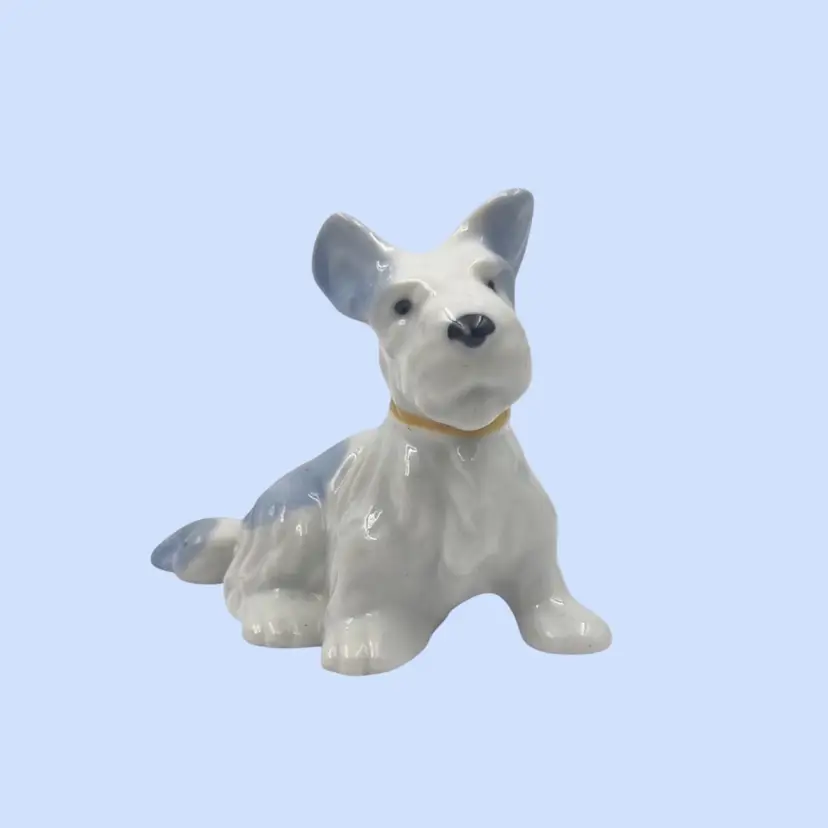#133- Westie Dog Figurine Terrier 
Blue And White Japan