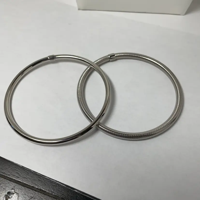 #31 - NEW Set Of 2 Stainless Steel Bangle Bracelets - Large Size