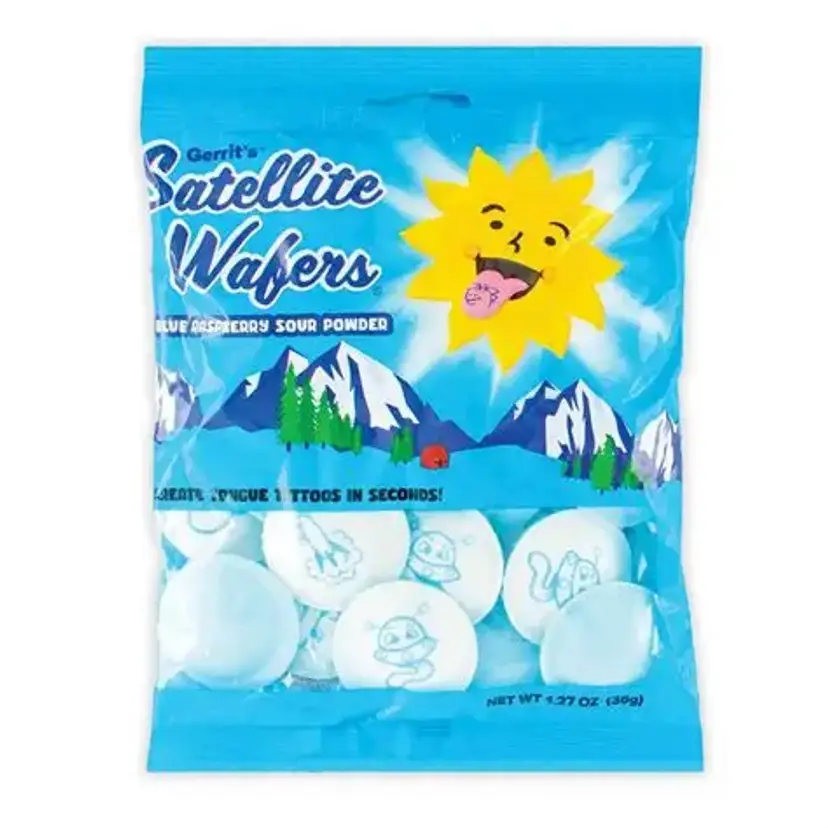 Satellite Wafer SOUR Blue Raspberry with Tongue Tattoo