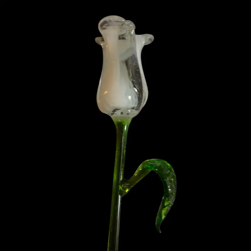 #50- Just In From Ukraine 9 Inch Hand Blown Glass Flowers As Pictured