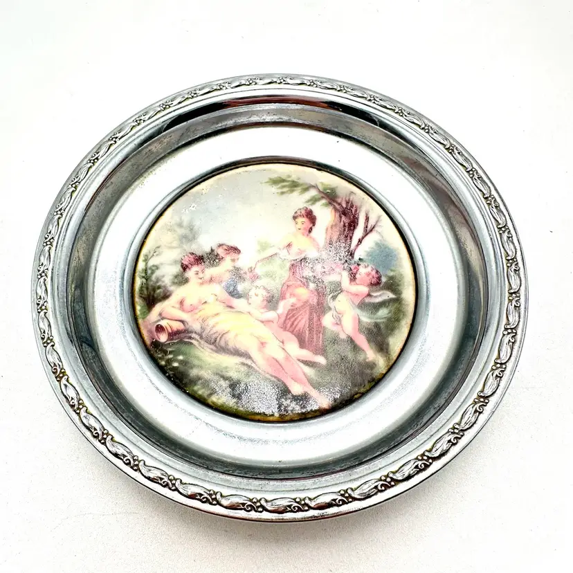 Royal Windsor Porcelain Metal Trinket Dish Lounging Ladies 4.5” D