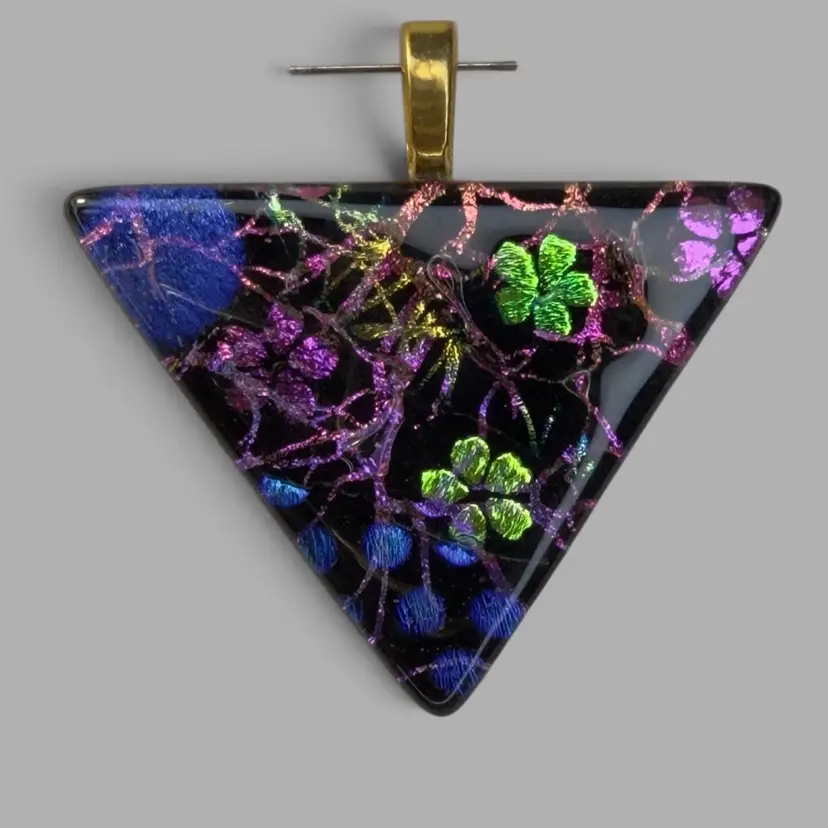 Dichroic Glass Pendant Triangle 2” x 2”