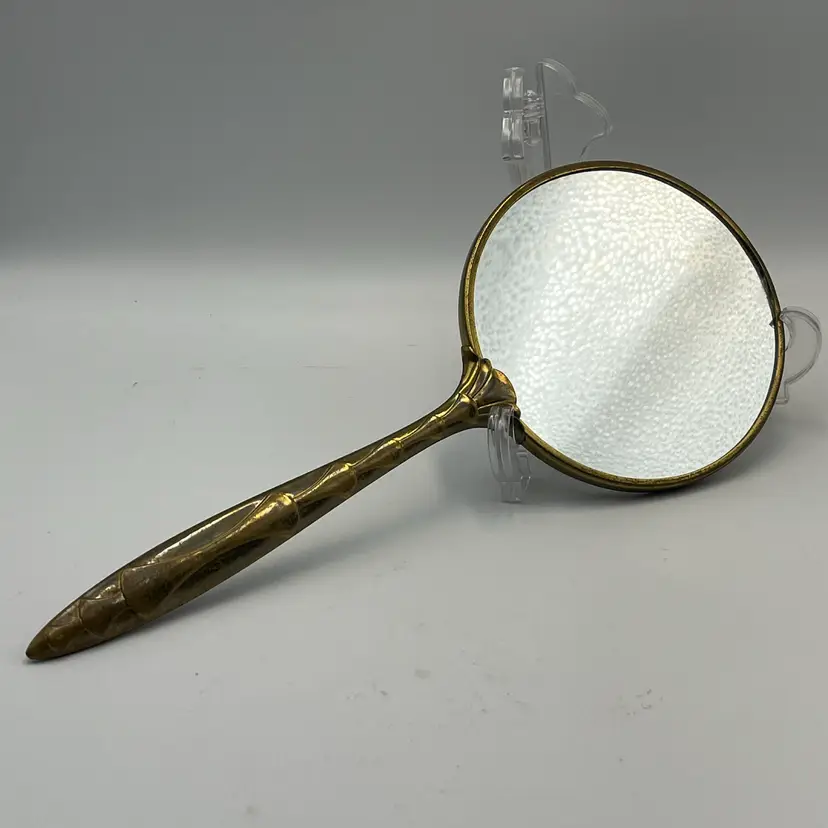 Gold Tone Metal, Double Sided Hand Held Mirror