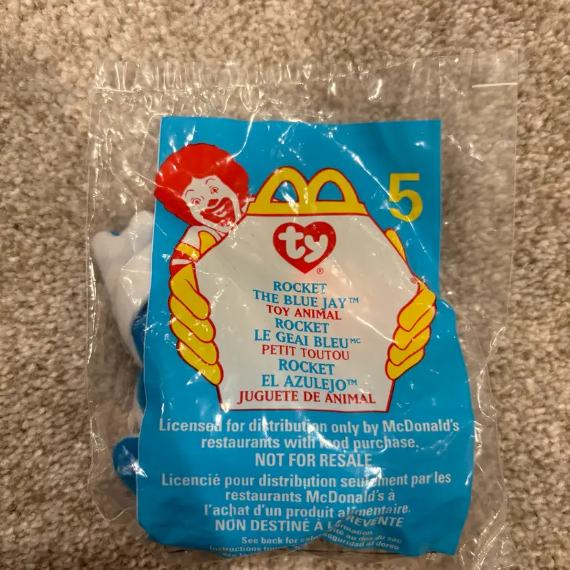 1999 McDonald’s Beanie Baby Toy; Rocket The Blue Jay