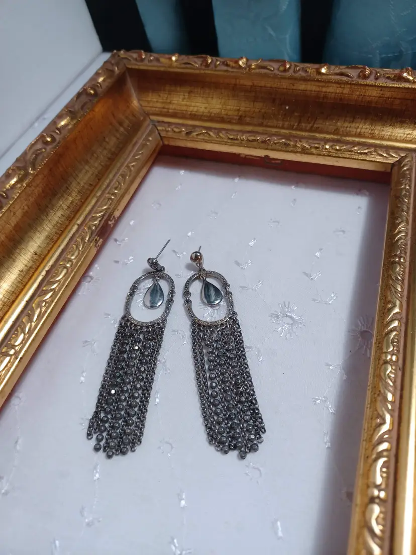 Vintage Monet silver dangle earrings