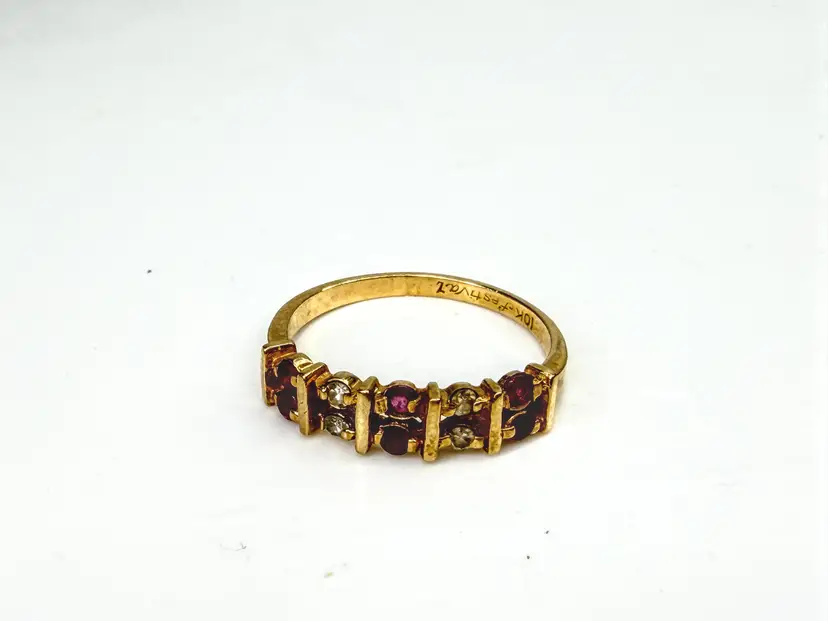 Antique Early 20th Century 14k gold Ruby Diamond Band Ring 1.8f s6.5 JR2063