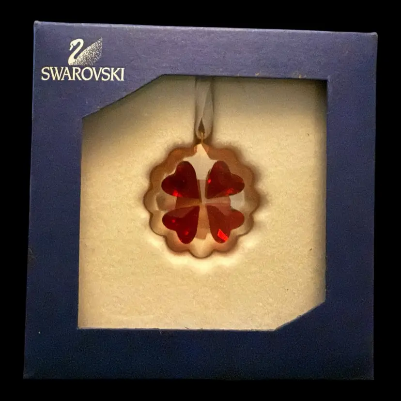 Swarovski Crystal Ornament Red Hearts With Original Box 1.25”