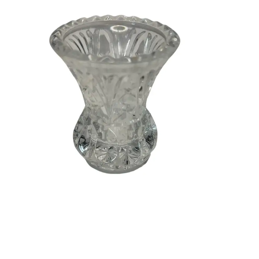 Vintage Cut Crystal Clear Toothpick Holder Starburst Pattern 3” Tall