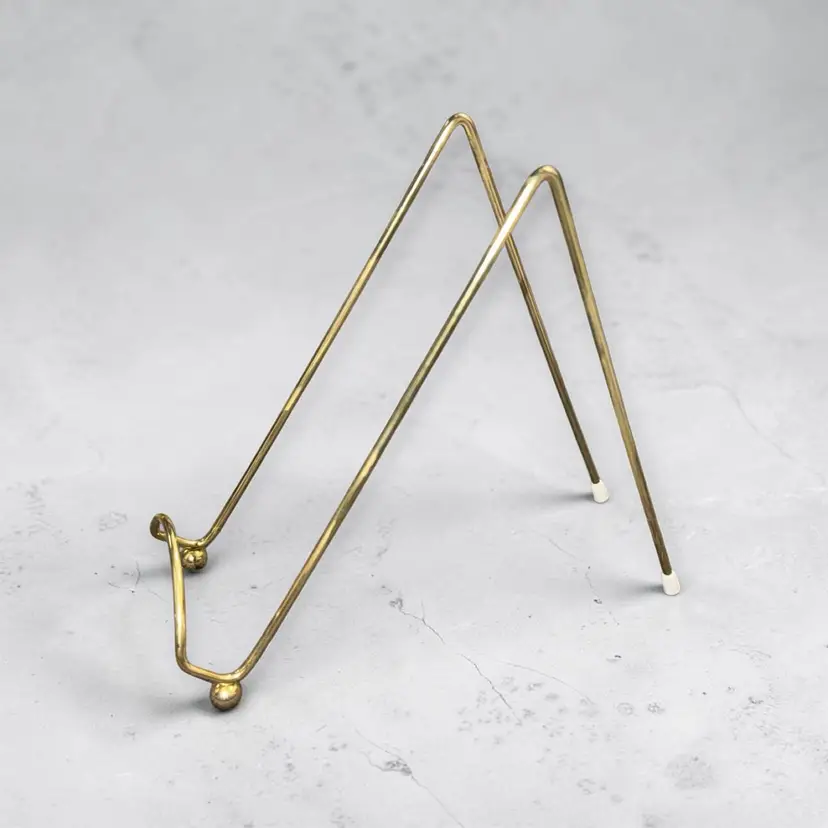 Vintage Mid Century Modern Brass Easel Display Stand Recipe Book Tile Artwork Holder