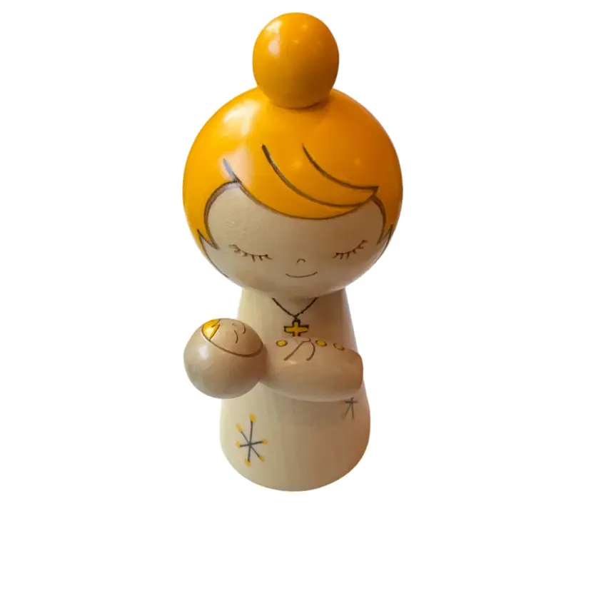 Japan Mother And Child Kokeshi Doll 6”