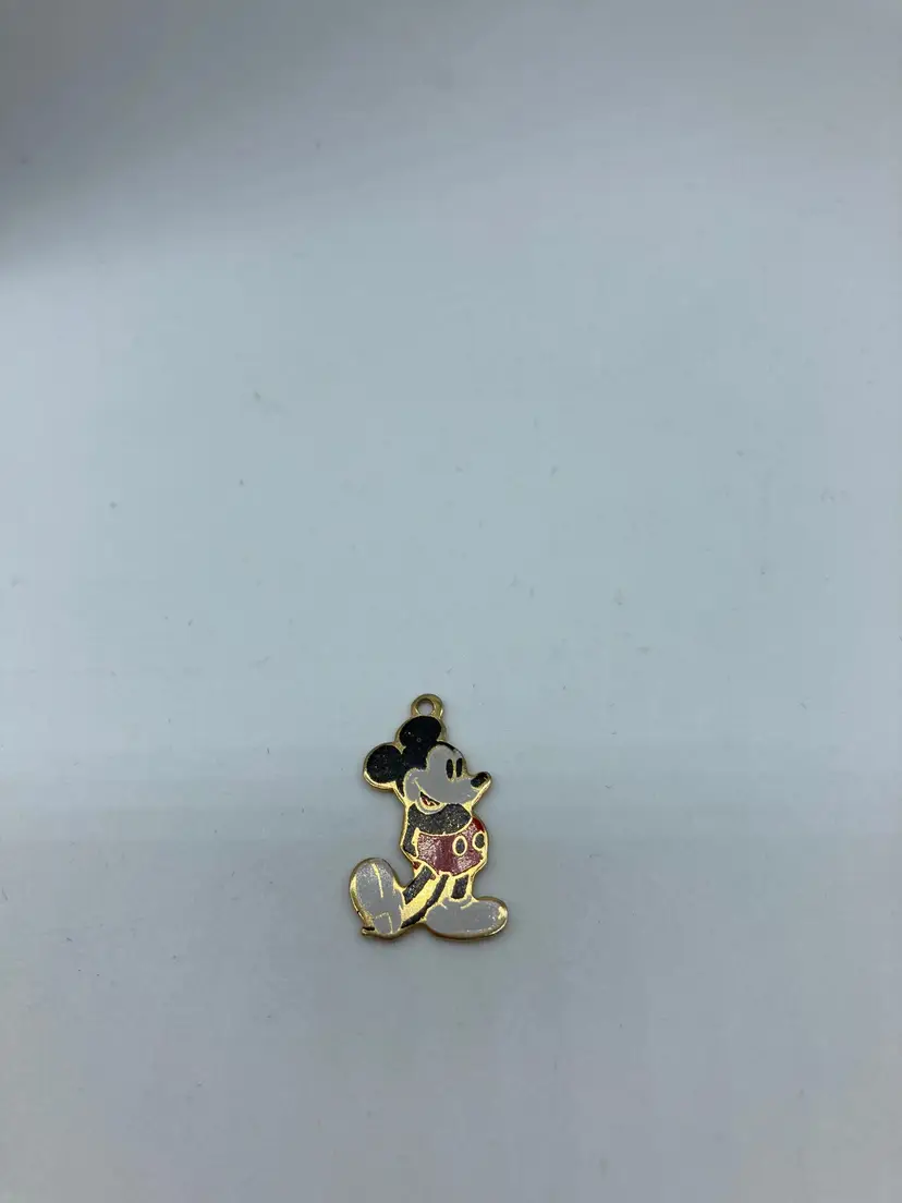 Vintage 1980s Walt Disney Productions Mickey Mouse Charm Pendant Gold Tone