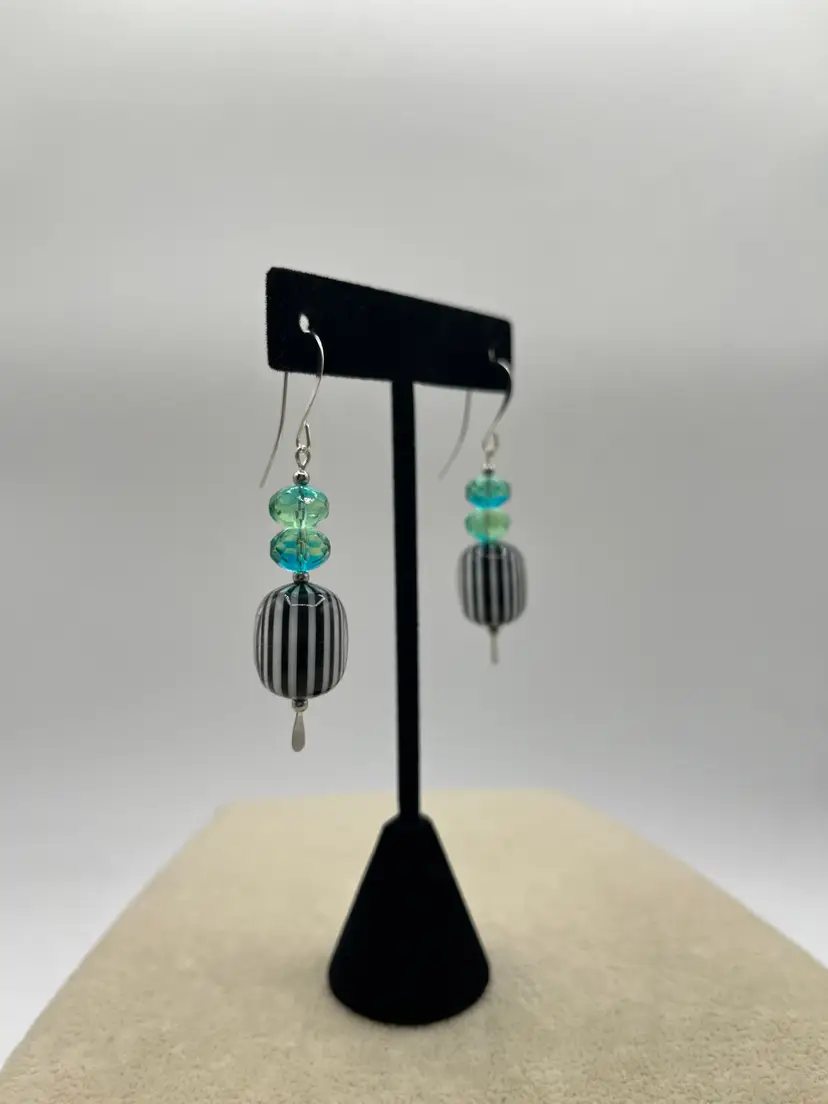 #147 "Candy Stripes" Series - Handmade by Me -- Upcycled Vintage Earrings