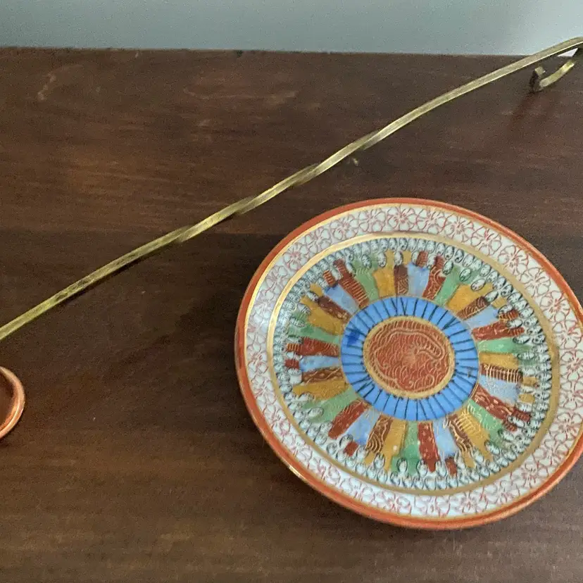 Copper And Brass Candle Snuffer With Small Made In Japan Dish