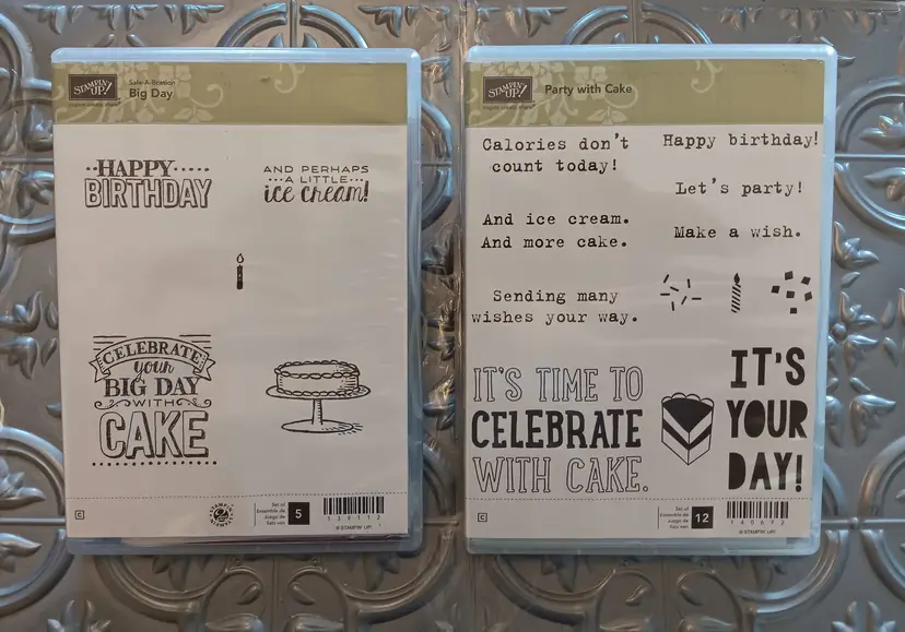 Stampin Up Cake Big Day #139112 Party with Cake #140672 2 stamp kit lot baking
