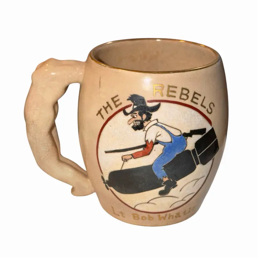 Korean War USAF 730th Bomb Squadron Mug The Rebels Lt Bob Whatley Nude Nose Art