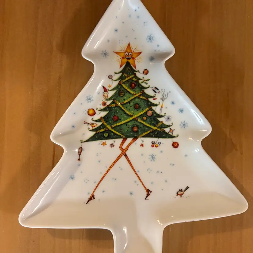 Plate Christmas Dancing Tree Royal Worcester Clare Mackie Design 2005