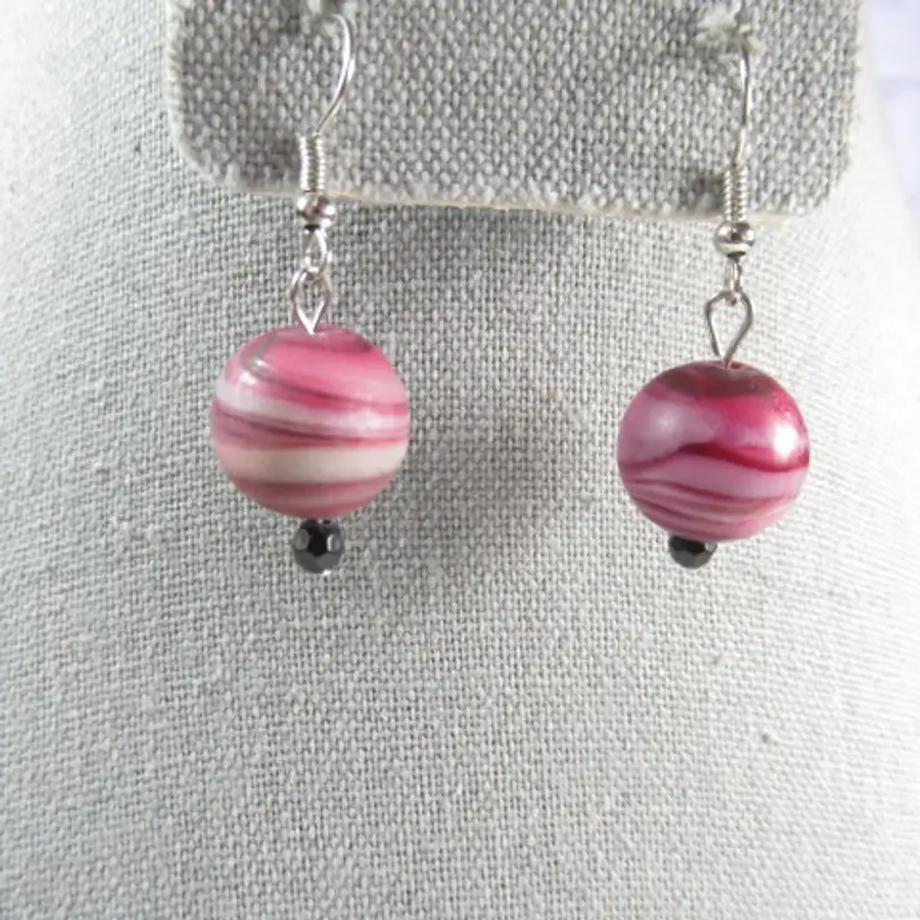 Purple swirled glass beaded earrings handmade