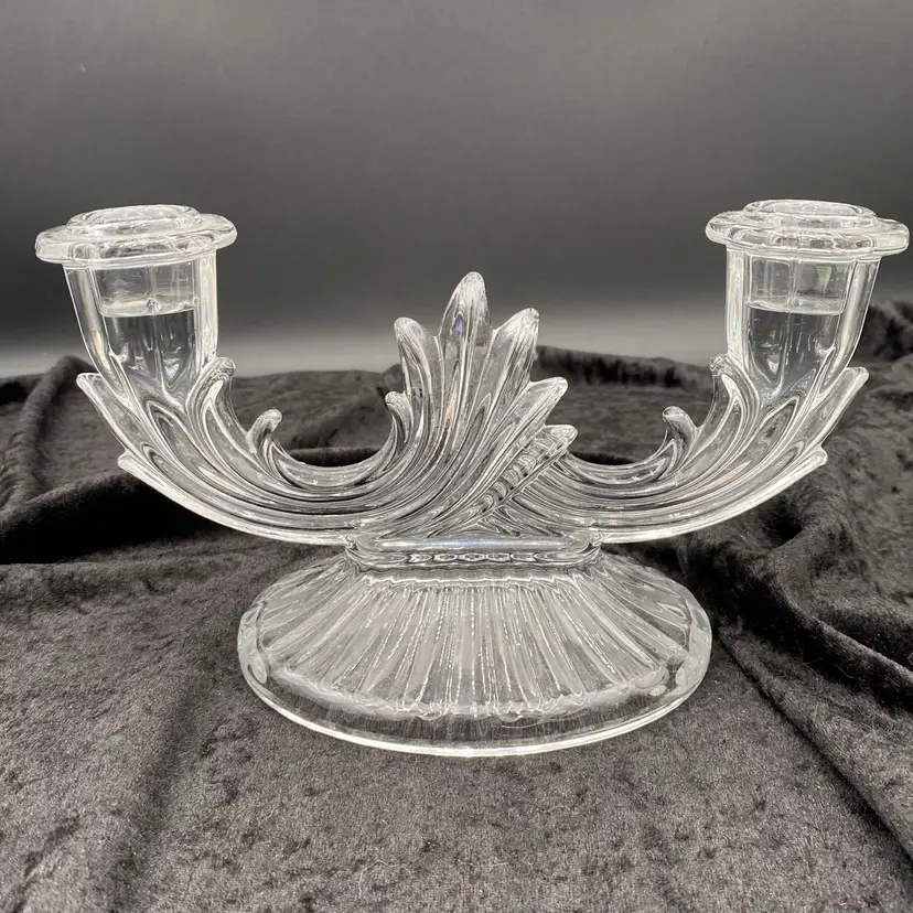 Vintage Bohemia Double Candlestick Holder, 24% Lead Crystal, Czech Republic