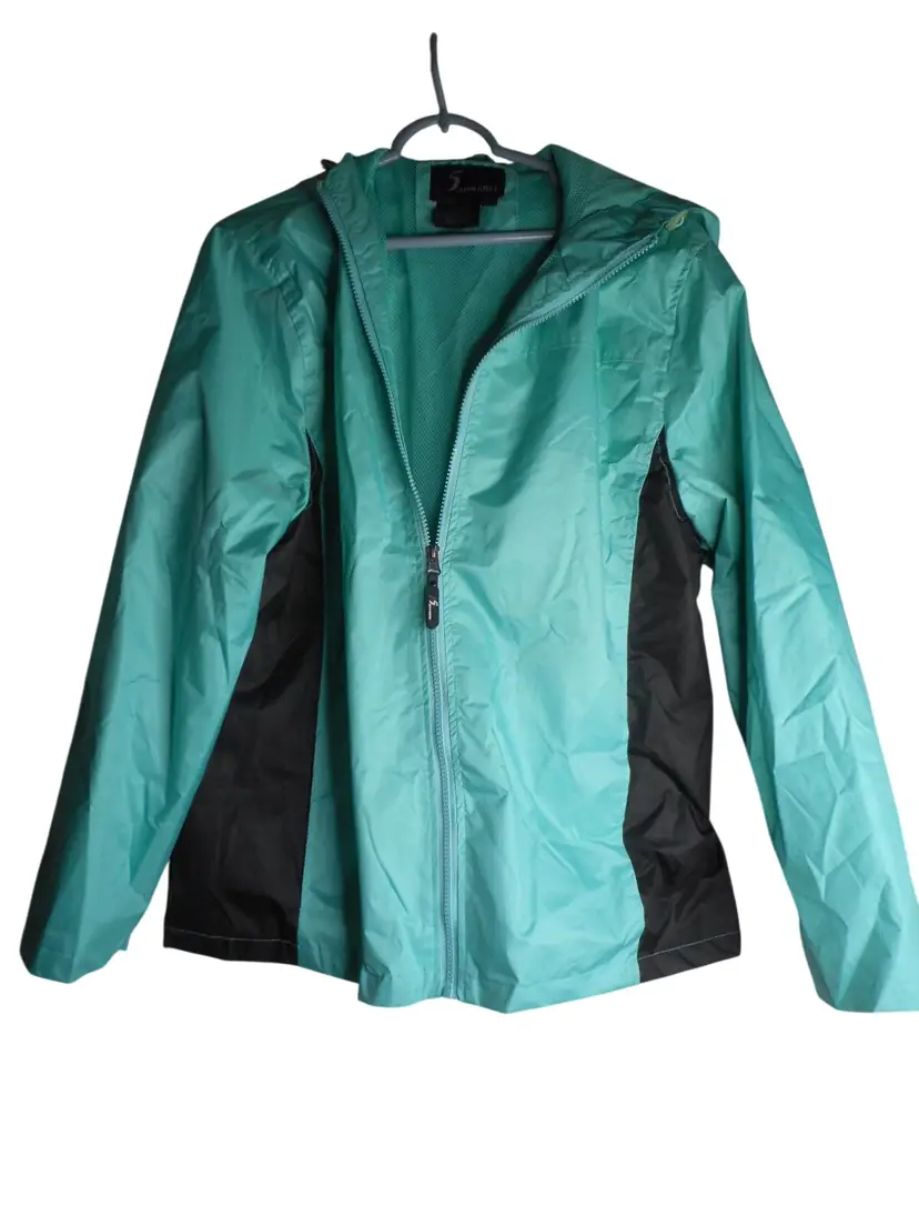 i5 Apparel Sz XXL green Hooded Windbreaker Rain Jacket Full Zip mesh pockets