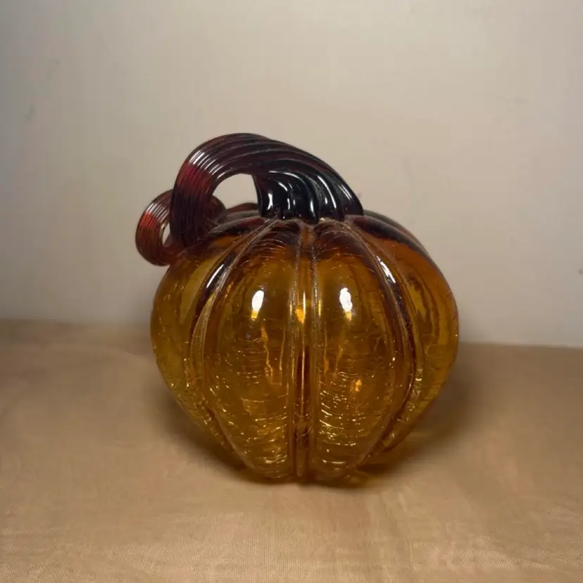 Small Blown Glass Amber Pumpkin