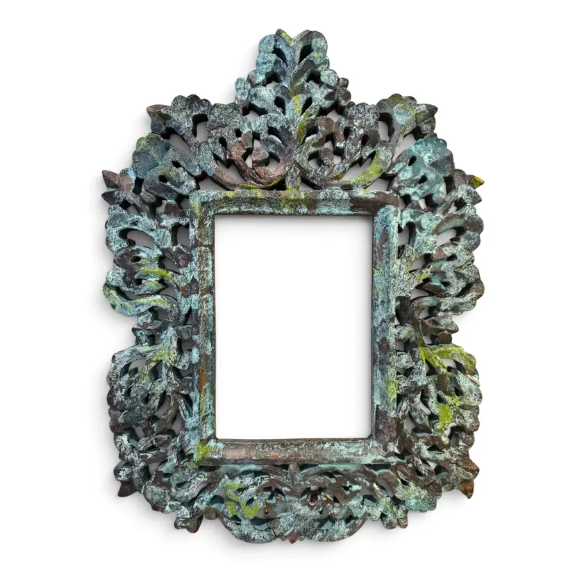 Ornate Wooden 5x7 Frame Hand Painted Verdigre Style Upcycled