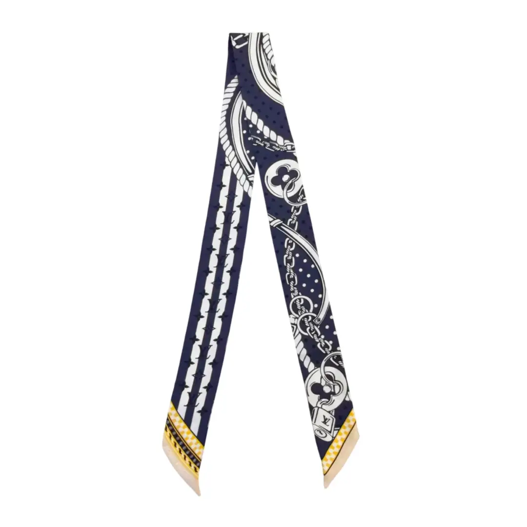 Louis Vuitton Navy & White Twilly