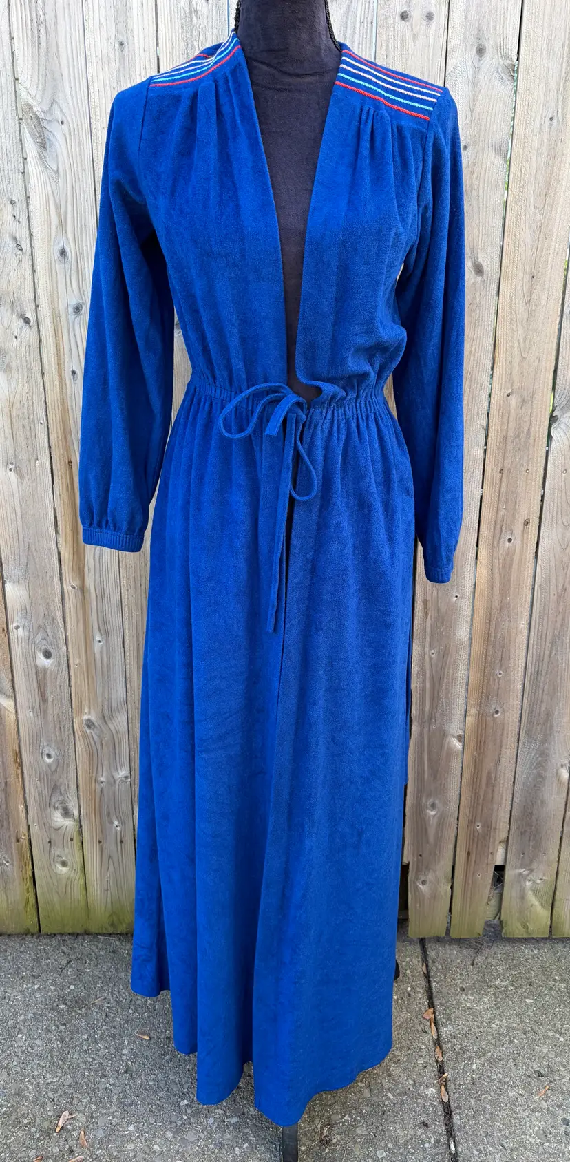 Vintage Julie Girl Blue with Multi Color Thread Accent Long Robe Small