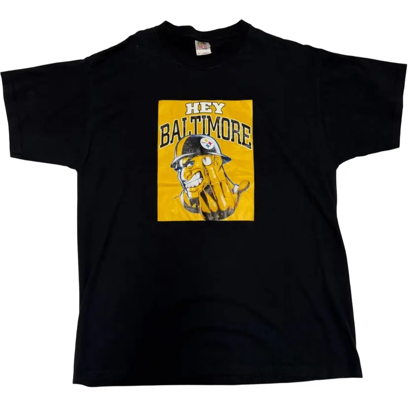 Vintage 1990’s Fruit Of The Loom Pittsburgh Steelers “Hey Baltimore” T-Shirt XL