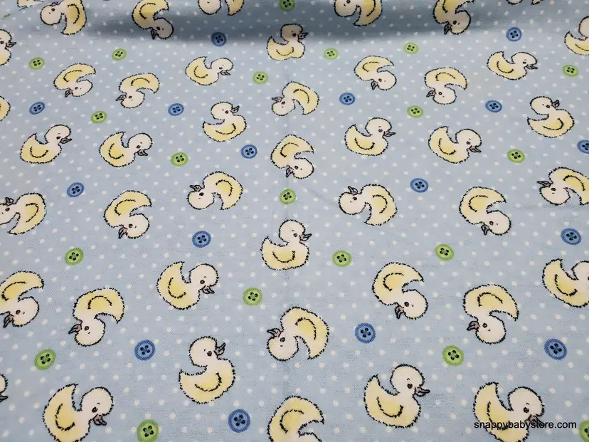 Duckie Blue Flannel Fabric Remnant - 100% Cotton - Choose Size - Soft Craft & Quilting Fabric