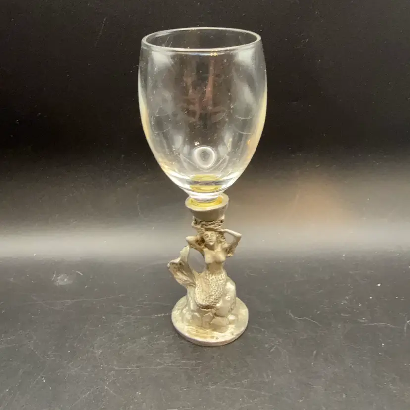 Vintage Pewter Mermaid Goblet 5"