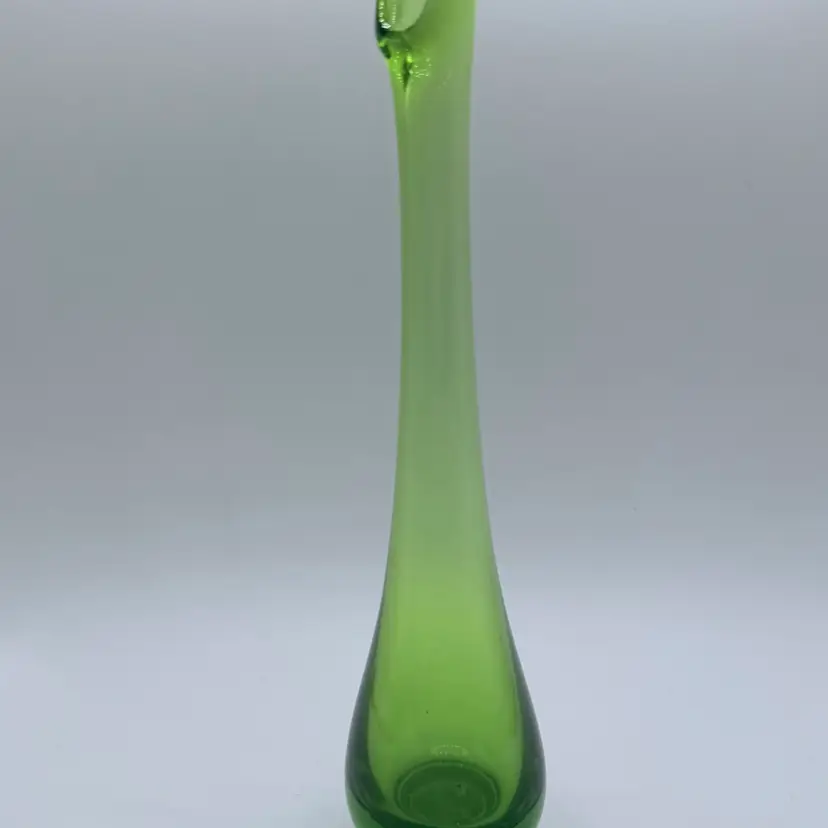 Viking USA 1960s Swung Glass Bud Vase Avocado Lime Green Statement Piece Vintage