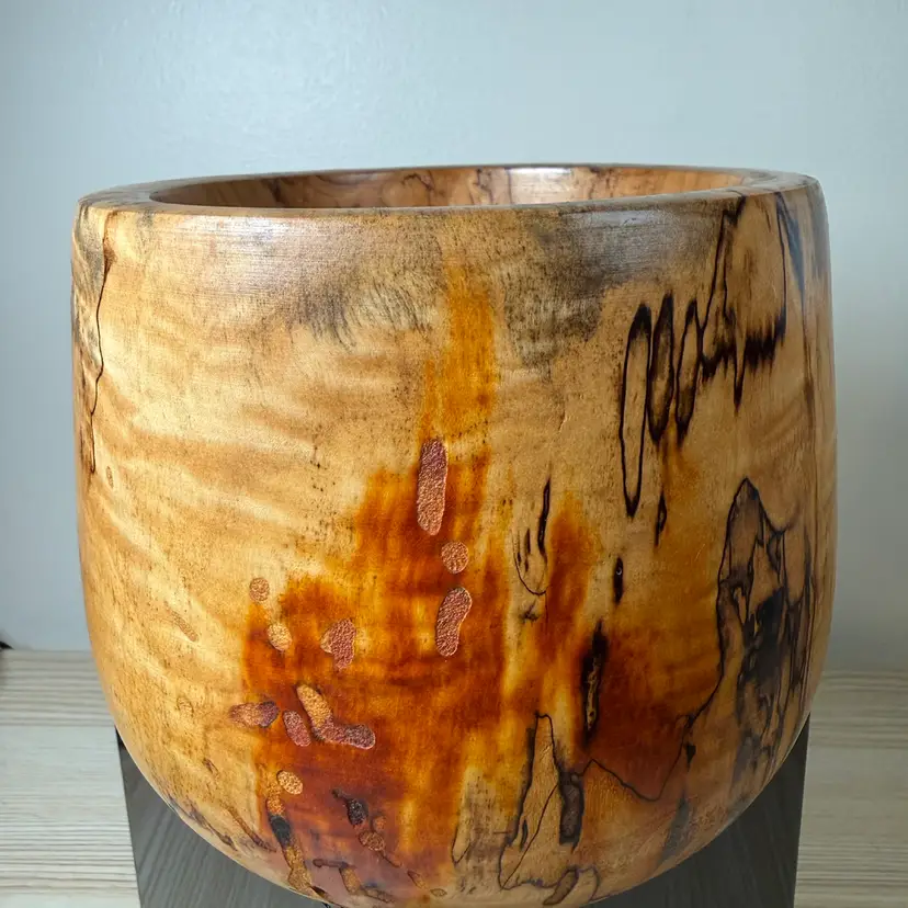 Sturdy Harms Turned Patterned Wood Bowl Signed