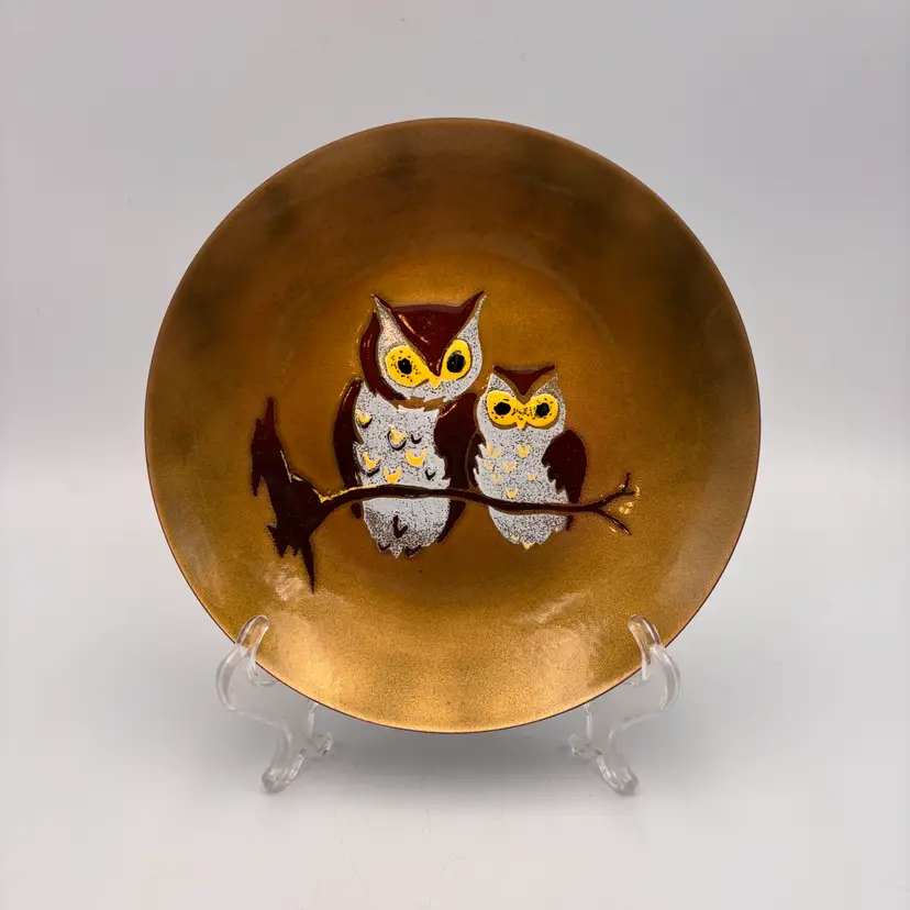 Owl MCM Bovano of Cheshire Conn Enamel on Copper Plate