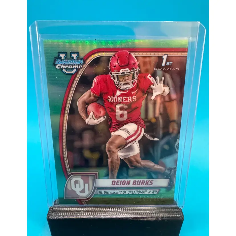 Deion Burks 1st Bowman Chrome U Aqua Refractor /299 Alabama Crimson Tide
