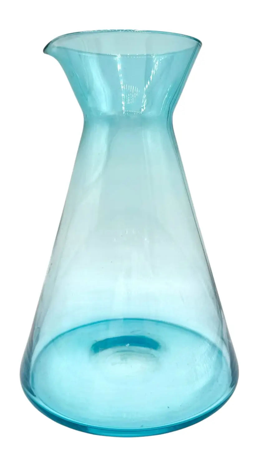Ikea Hand Blown Glass Leende Carafe Pitcher Blue Designed by Anne Nilsson 8”