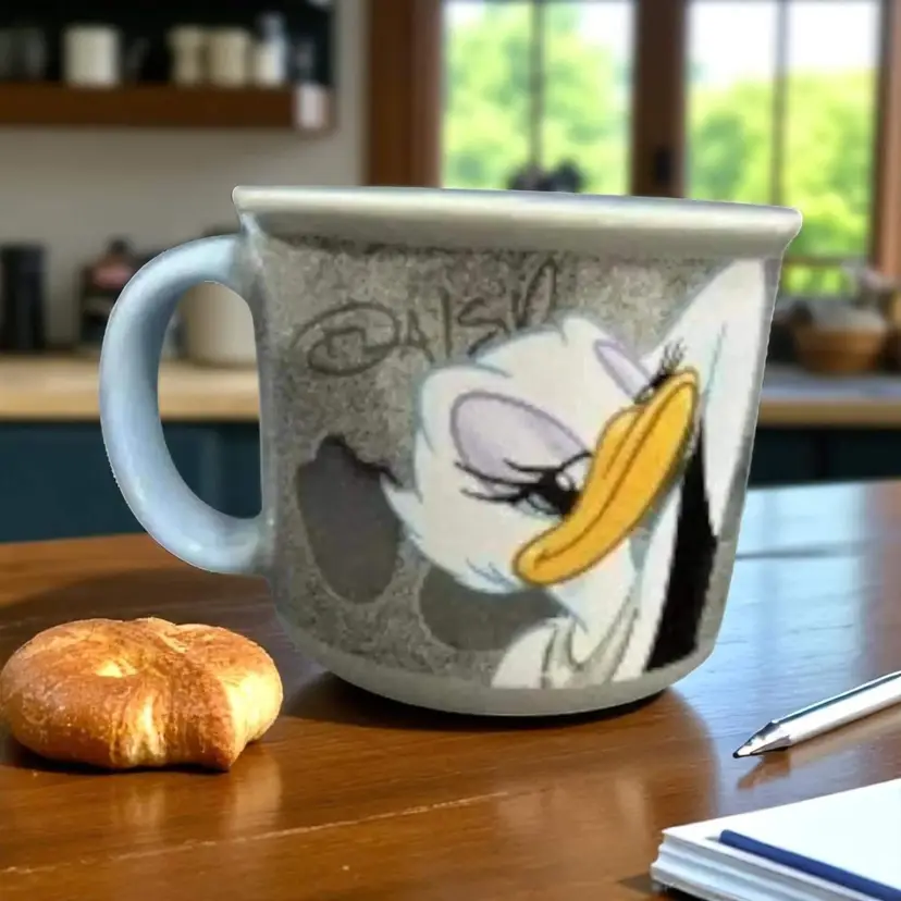 Disneyland Resort Donald & Daisy Duck Ceramic Coffee Mug Disney Parks Gray Blue Thailand Vintage