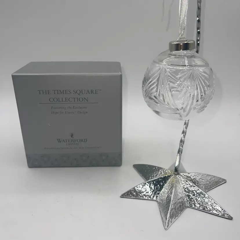 Waterford Crystal 2004 Times Square Hope For Unity Ball Ornament Ribbon 3" Box