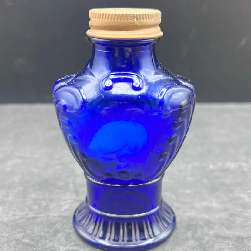 #180B Vintage 1930s Frank Tea & Spice Co. Cobalt Blue Bottle. Missing The Shaker Top