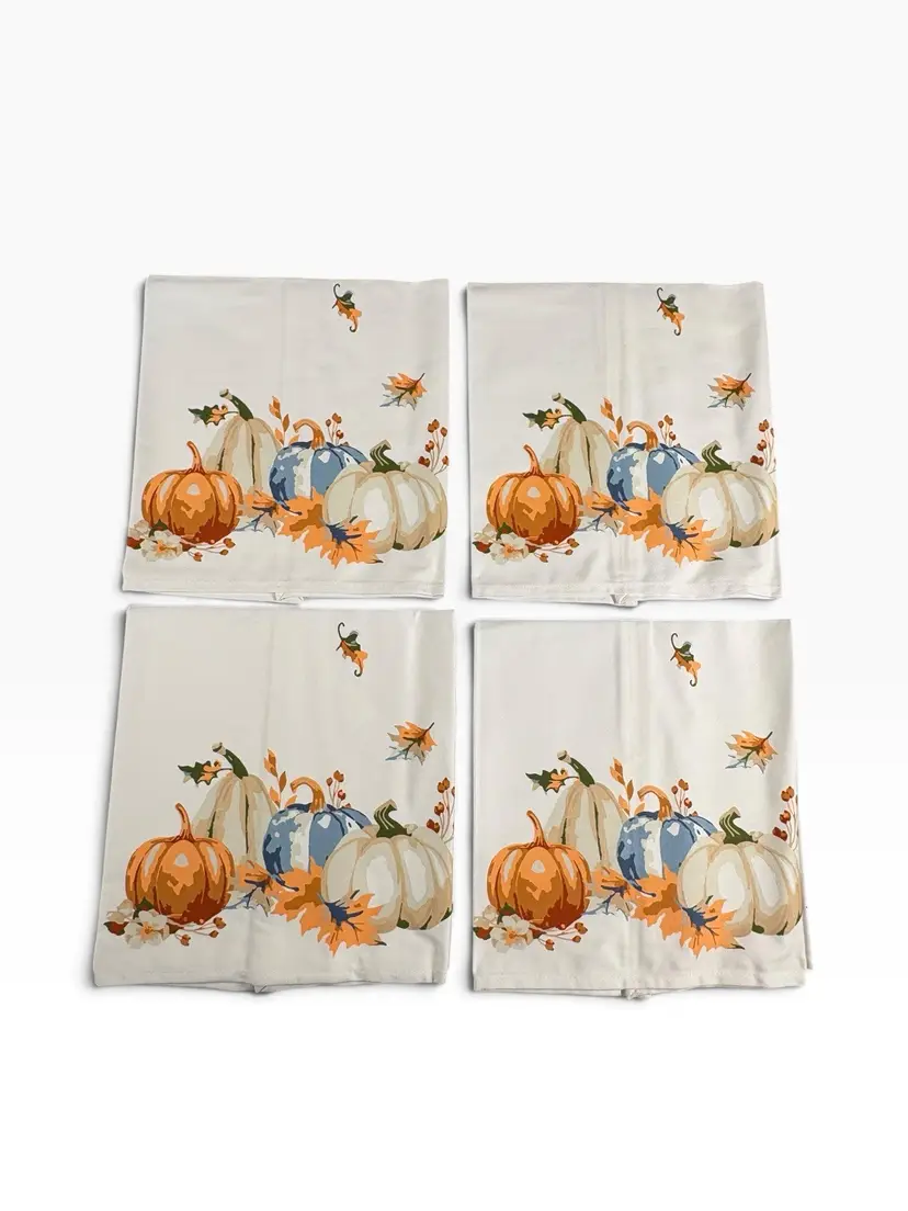 Temp-tations Thanks & Giving Set of 4 20x20 Cotton Napkins K98072 New Sealed