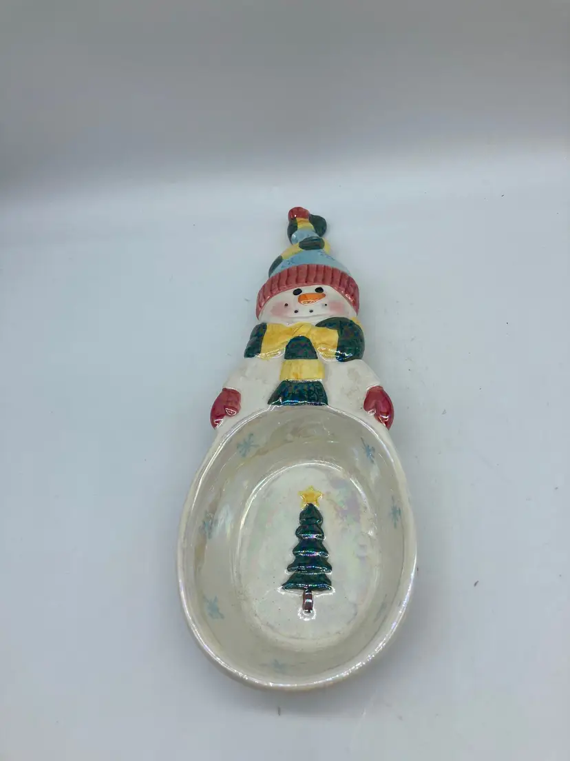 Lusterware Snowman Spoon Rest