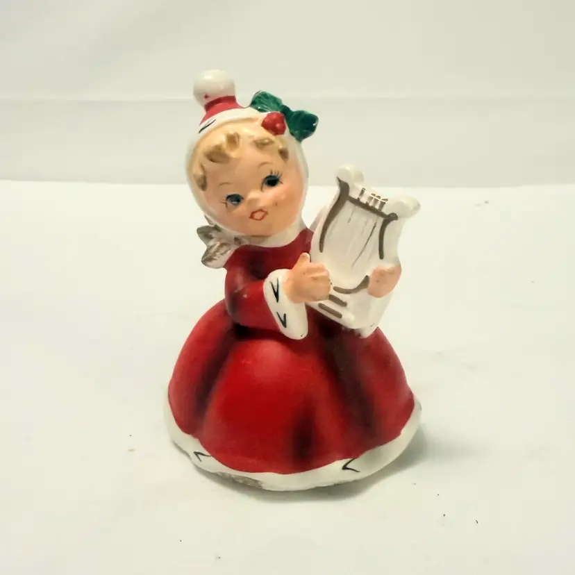 Vintage Napco  Napcoware Christmas Angel Playing  Harp X- 7258 Japan