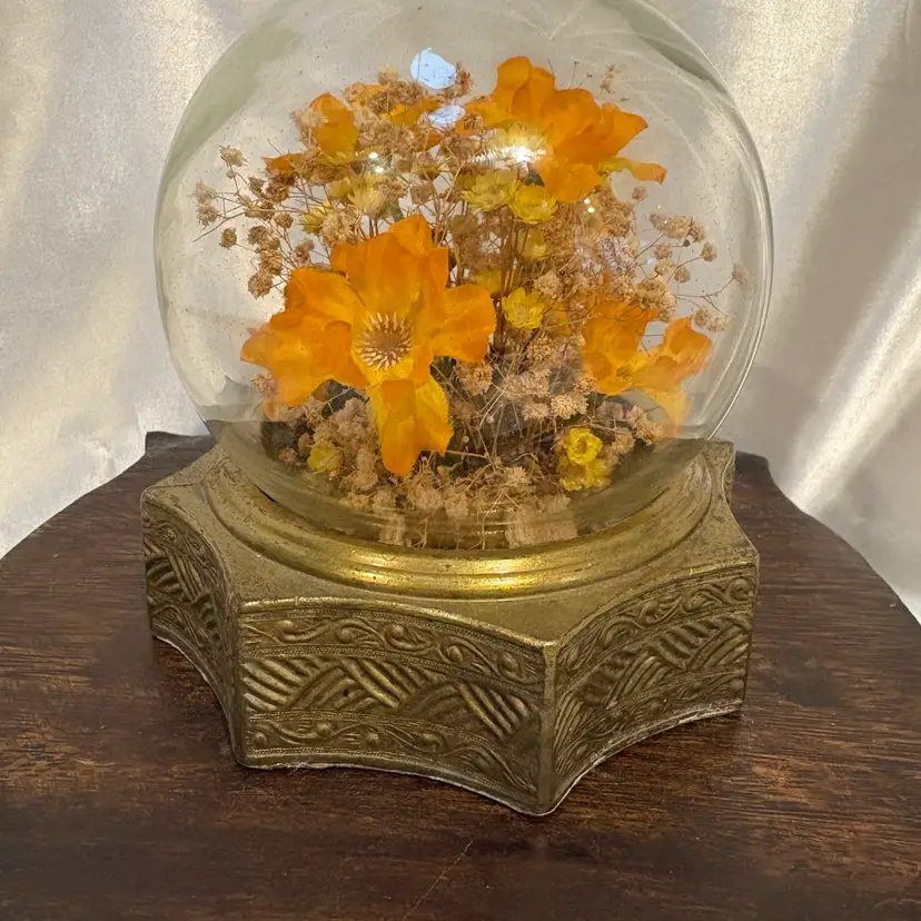 Vintage dried flowers on brass? stand