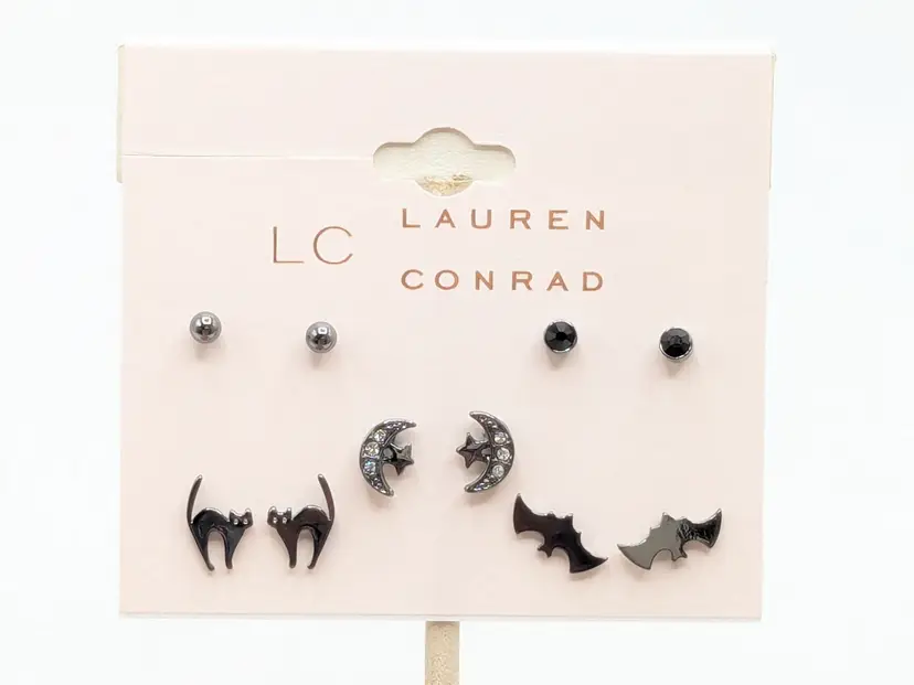 Lauren Conrad Halloween Stud Earring Set 5 Pairs Spooky Jewelry NWT