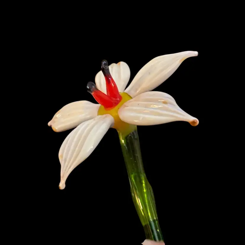 #26- Just In From Ukraine 9 Inch Hand Blown Glass Flowers As Pictured